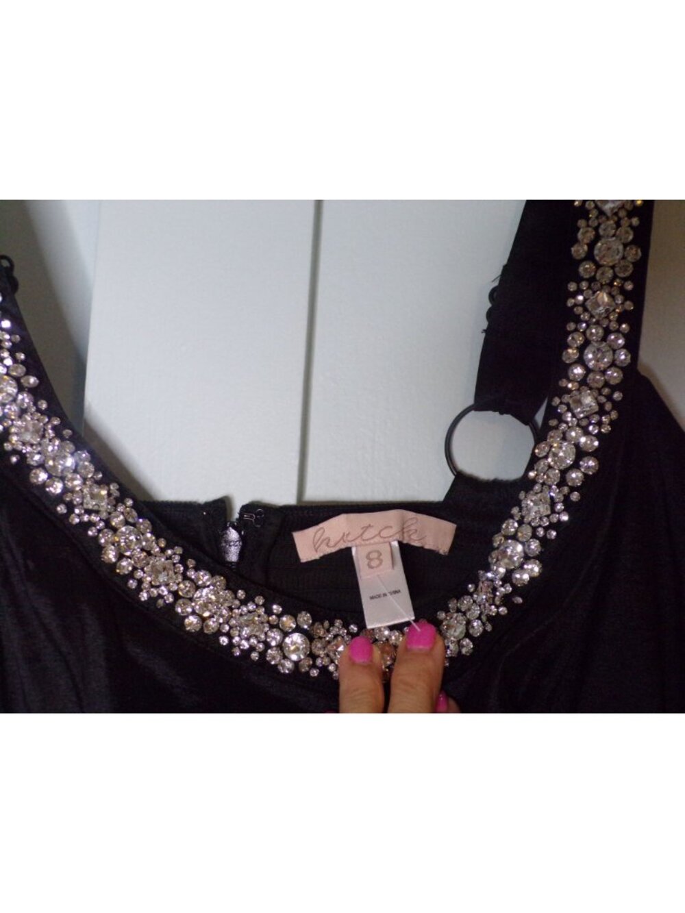🆕HUTCH Ericha Satin Rhinestone Maxi Dress Gown 8 - Picture 16 of 16